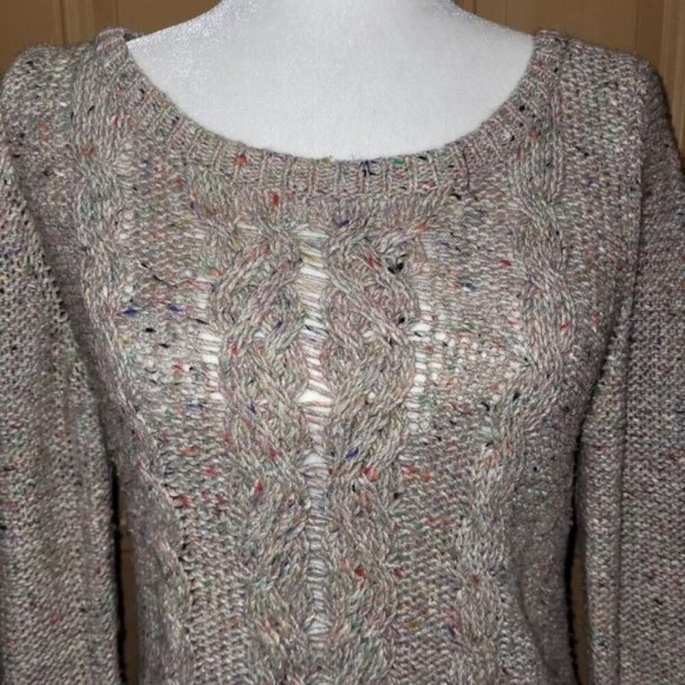 American Eagle Women's Medium Multicolor Cable Knit Sweater Wool Blend Cozy Fall - Picture 2 of 8